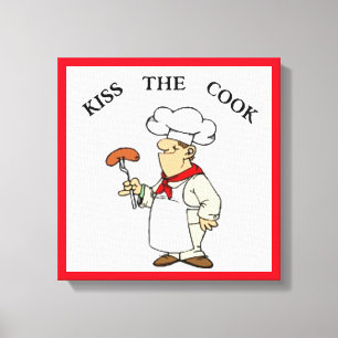 "KISS THE COOK" CHEF CANVAS PRINT