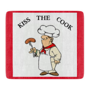 "KISS THE COOK" CHEF CUTTING BOARD