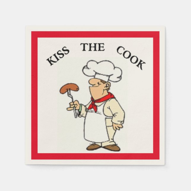 "KISS THE COOK" CHEF NAPKIN (Front)