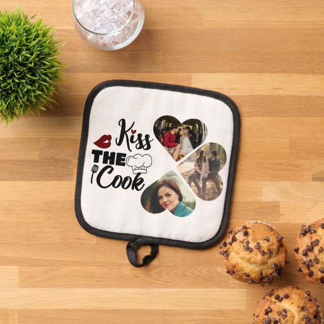 kiss the cook custom photo and text  pot holder (Top Down)