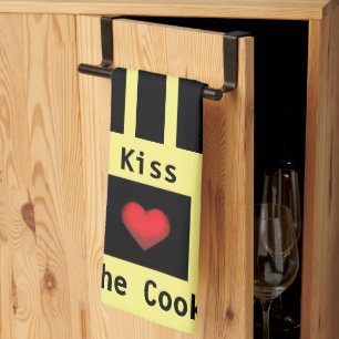 Kiss the Cook Customizable Yellow Kitchen Towel