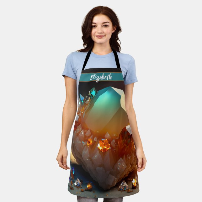 Kiss The Cook Food Chef Kitchen BBQ Baker Crystal Apron (Worn)