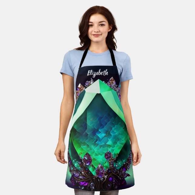 Kiss The Cook Food Chef Kitchen BBQ Baker Crystal Apron (Worn)