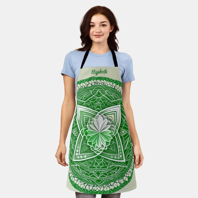 Kiss The Cook Food Chef Kitchen BBQ Baker Green Apron (Worn)