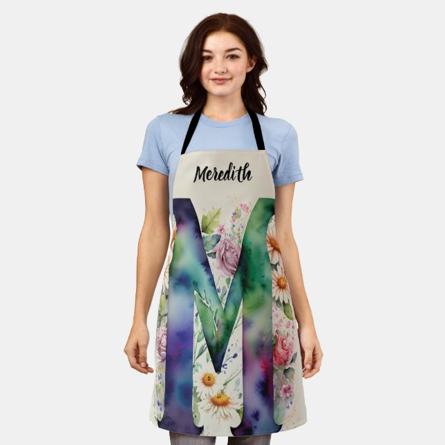 Kiss The Cook Food Chef Kitchen BBQ Baker Monogram Apron (Worn)