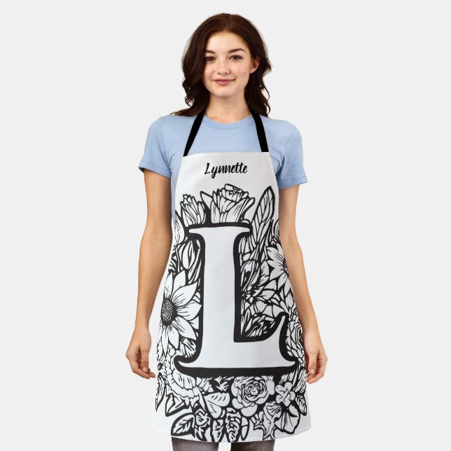 Kiss The Cook Food Chef Kitchen BBQ Baker Monogram Apron (Worn)