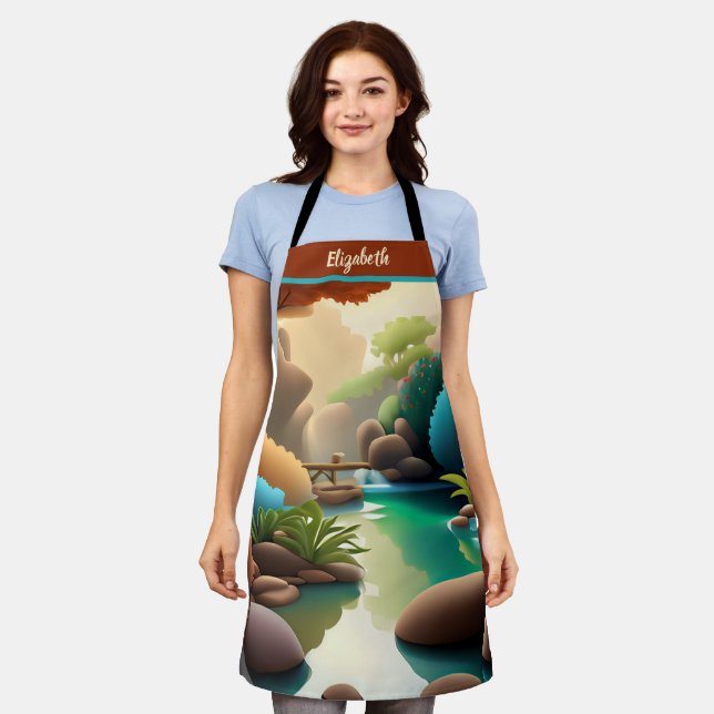 Kiss The Cook Food Chef Kitchen BBQ Baker Nature Apron (Worn)