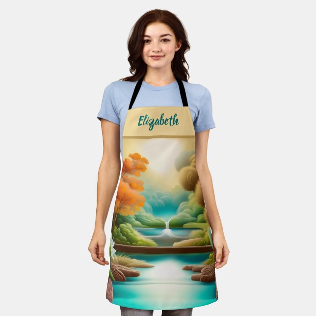 Kiss The Cook Food Chef Kitchen BBQ Baker Nature Apron (Worn)