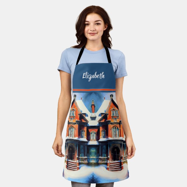 Kiss The Cook Food Chef Kitchen BBQ Baker Winter Apron (Worn)