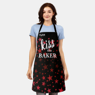 Kiss The Cook Food Chef Kitchen Star Baker Glitter Apron