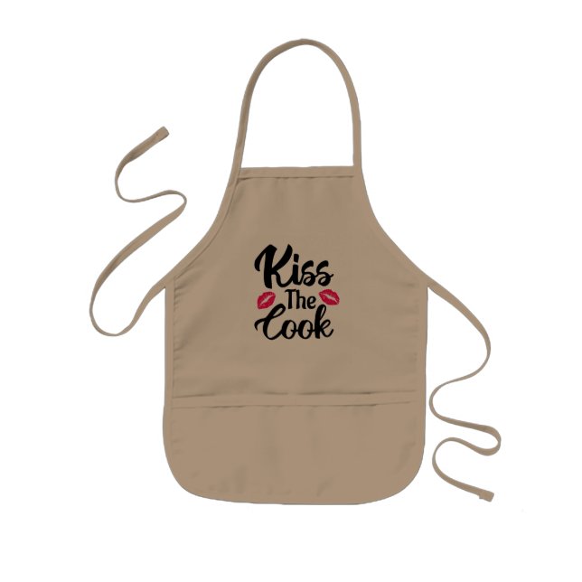 Kiss The Cook, Funny Novelty Gift, Funny Cook  Kids Apron (Front)