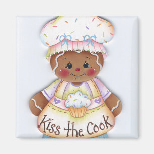 Kiss the Cook Gingerbread Chef Magnet