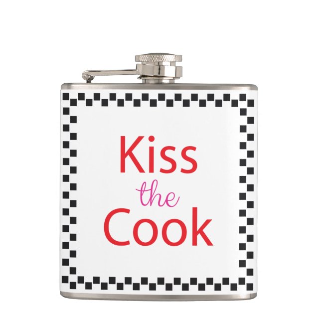 Kiss The Cook Hip Flask (Front)