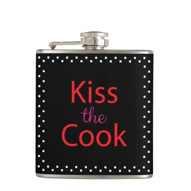 Kiss The Cook Hip Flask (Front)