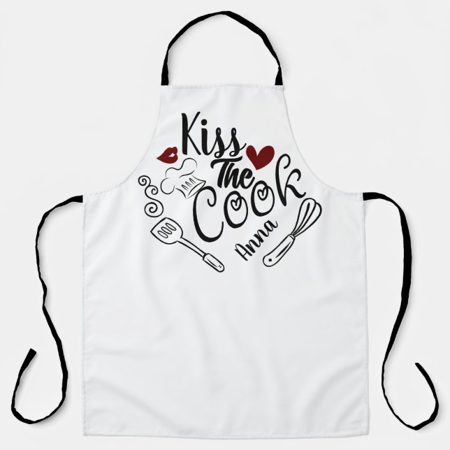 kiss the cook personalized apron (Front)