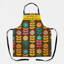 Kiss The Cook Retro Floral Pattern Personalized