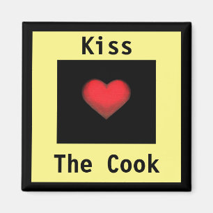 Kiss the Cook Yellow & Black Magnet