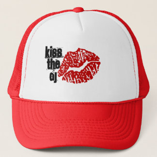 KISS THE DJ RED/WHITE TRUCKER TRUCKER HAT