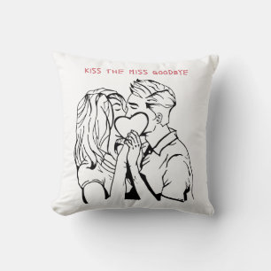Kiss the Miss Goodbye Bachelorette Design Kissing Throw Pillow