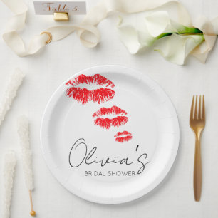 Kiss the miss goodbye bridal shower paper plate