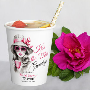Kiss The Miss Goodbye Bridal Shower Tea Party Paper Cups