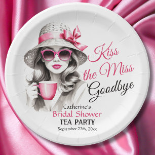 Kiss The Miss Goodbye Bridal Shower Tea Party Paper Plate