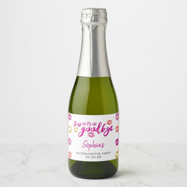Kiss The Miss Goodbye Mini Sparkling Wine Label (Front)