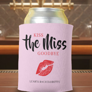 Kiss the Miss Goodbye Red Lip Bachelorette Party Can Cooler