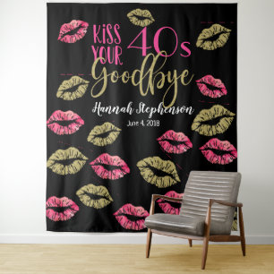 kiss your 40's goodbye photo prop virtual party tapestry