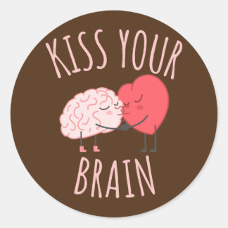 Kiss Your Brain Lover Heart Teacher Classic Round Sticker