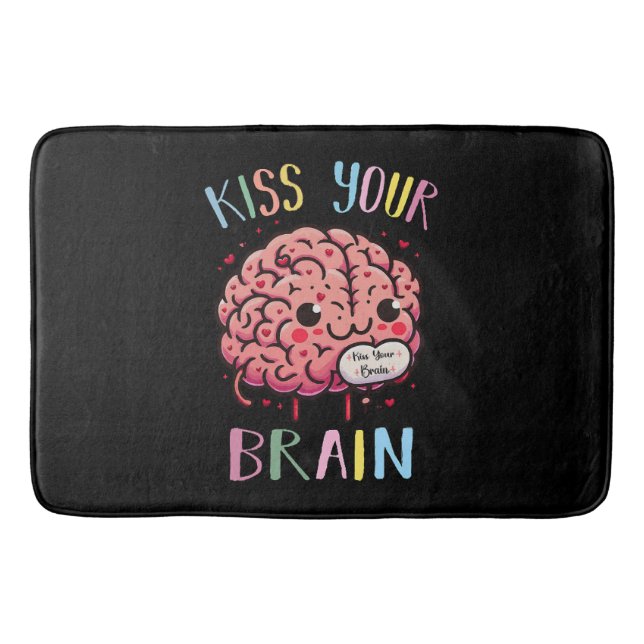 Kiss Your Brain Teacher Bath Mat (Front)