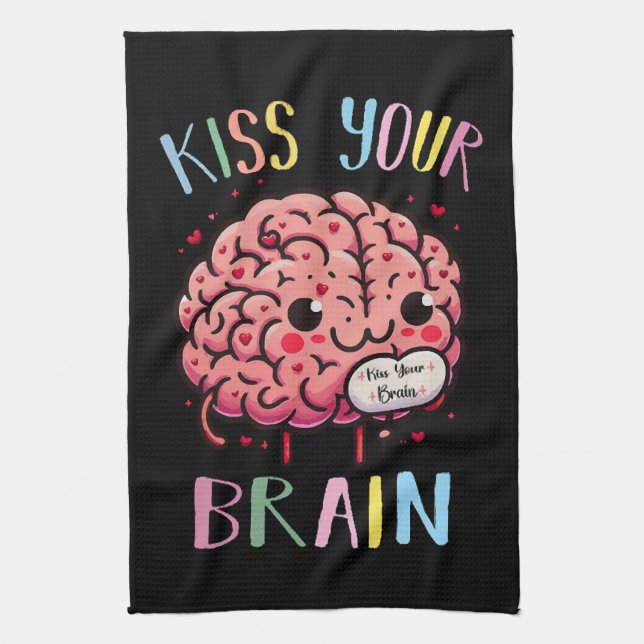 Kiss Your Brain Teacher Kitchen Towel (Vertical)
