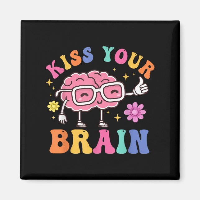 Kiss Your Brain Thumbs Up Happy With Gles Motivati Magnet (Front)