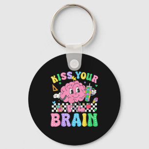 Kiss Your Brain Valentines Autism Awareness Teache Keychain