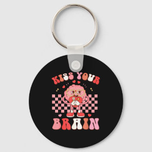 Kiss Your Brain Valentines Test Day Teacher Squad Keychain