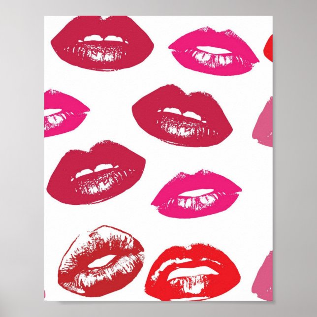 Kissable Lips (Kissing Lips, Red & Pink Lipstick) Poster (Front)