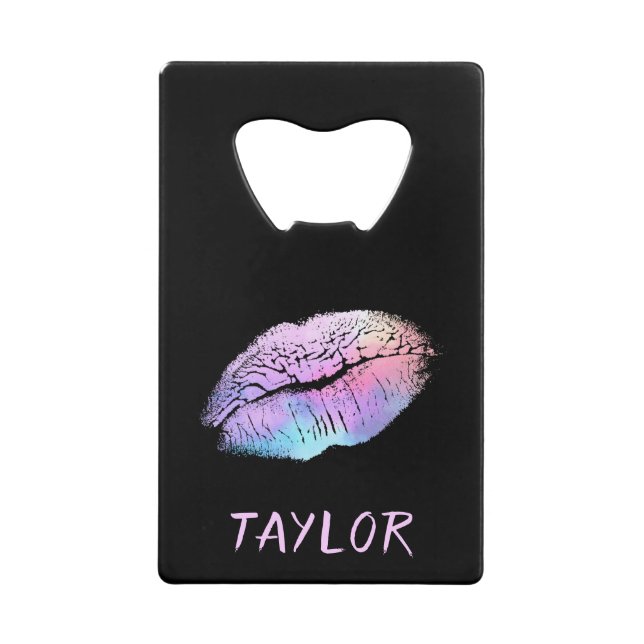 Kissable Lips Neon Glow Wallet Bottle Opener (Front)