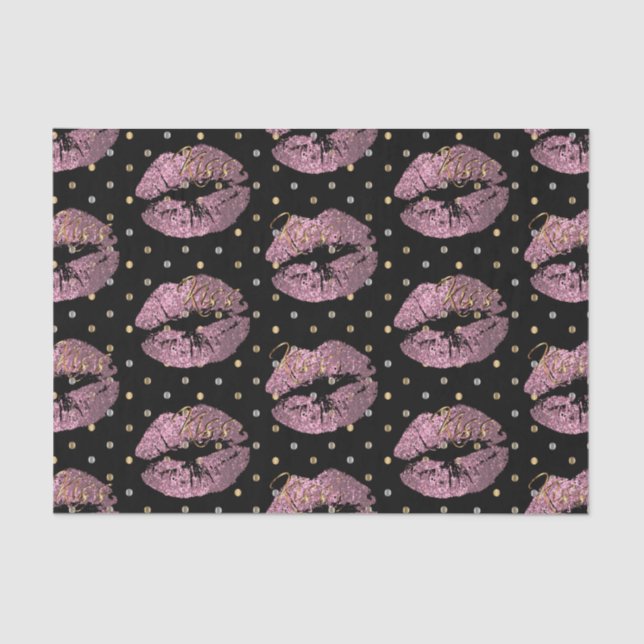 Kissable Pink Glitter Lips Tissue Paper (Front)