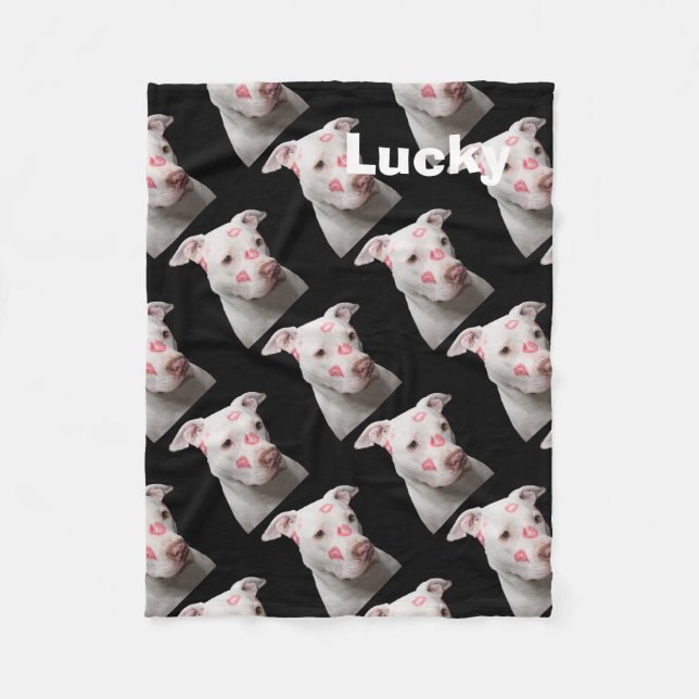 Kissable Pit Bull Fleece Blanket (Front)