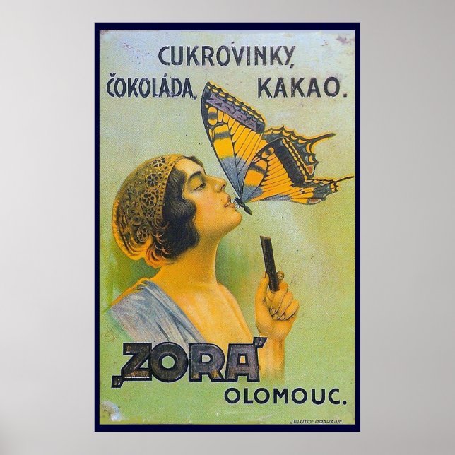 Kissed By A Butterfly Vintage Chocolate Ad Poster (Front)