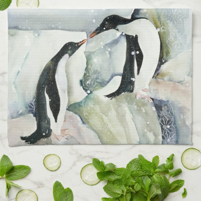 Kisser Penguin Friendship Cuisine Tea Serviette (Plié)
