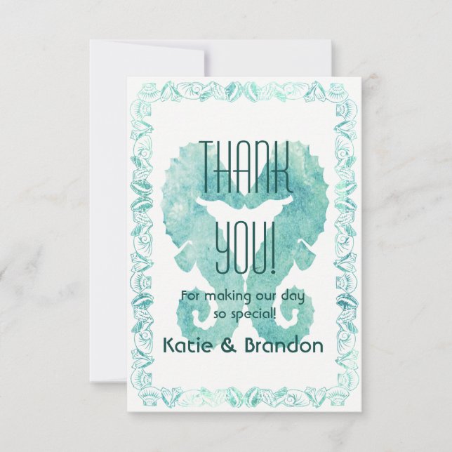Kisser Seahorses Mariage Merci en Turquoise (Devant)