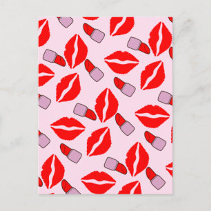 kisses and lipsticks postcard