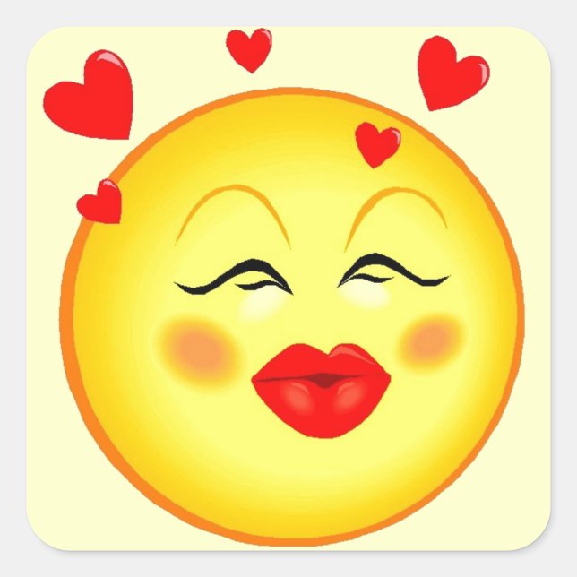 Kisses For You Happy Face Valentine Square Sticker (Front)