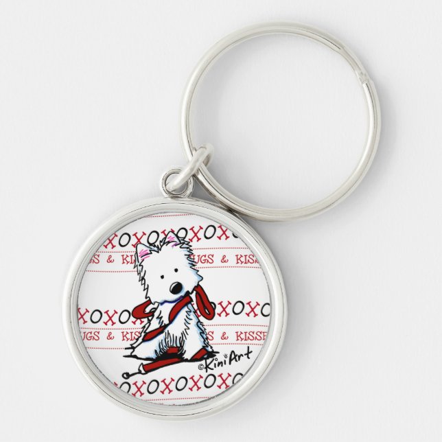 Kisses & Hugs Westie Keychain (Front)