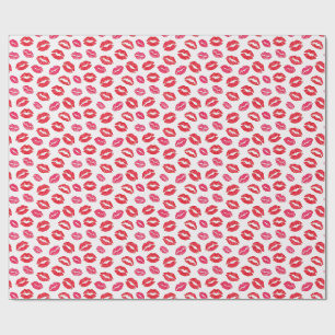 Kisses Lips Sassy Pink and Red Wrapping Paper