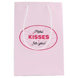 Kisses Love Lips Red Pink Lettering. Medium Gift Bag
