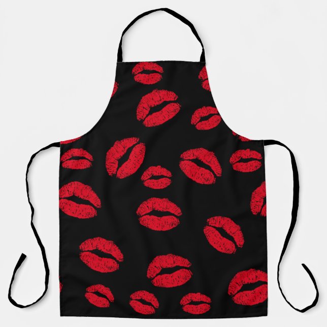Kisses on Black  Apron (Front)
