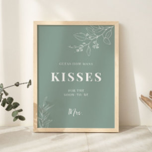 Kisses Sage Green Wedding Sign