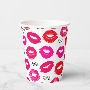 Kisses XOXO Red and Pink Paper Cups